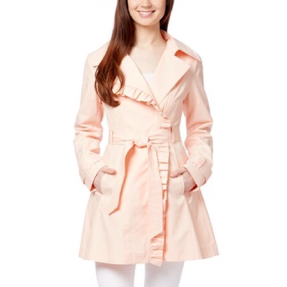 Jessica Simpson Blush Ruffle Trench Coat M - Picture 1 of 8